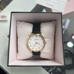 Kate Spade intial C Gold Case Black Strap Women's Watch